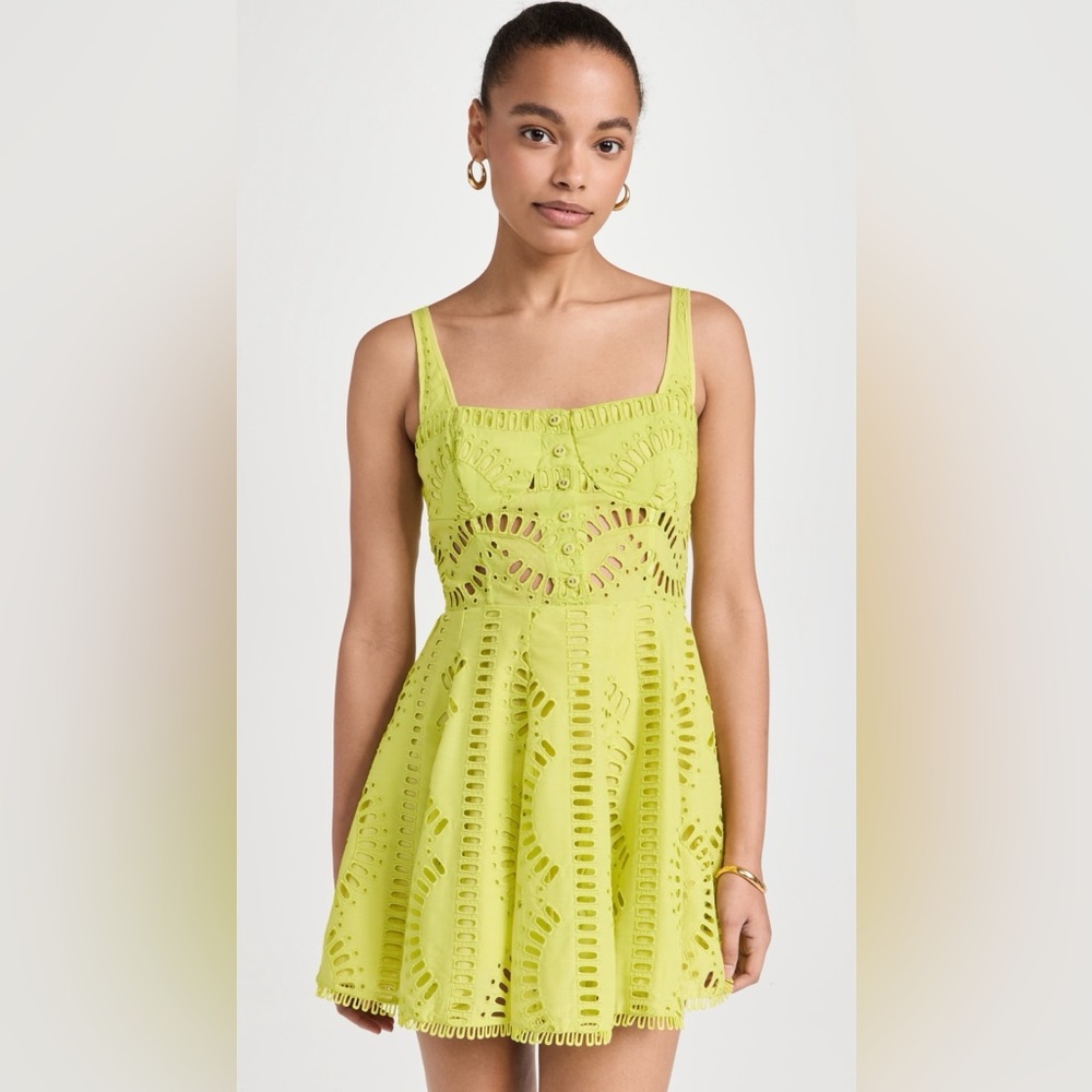 Charo Ruiz Neon Lime Eyelet Mini Dress
